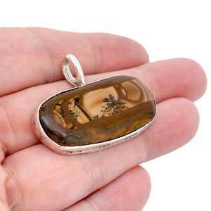 Vintage Southwest Sterling Silver 925 Dendrite Agate Pendant